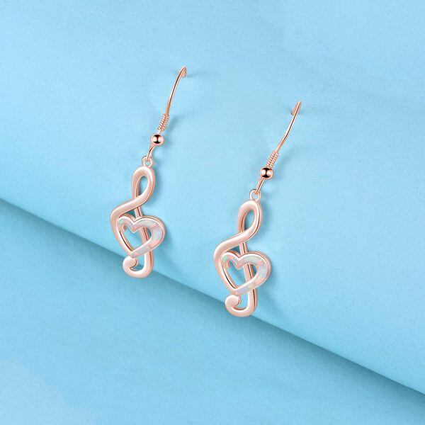 Sterling Silver Music Note Heart Earrings-3