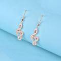 wholesale Rose Gold 925 Sterling Silver Heart Treble Clef Opal Drop Earrings Gift for Teachers and Dancers-0-3