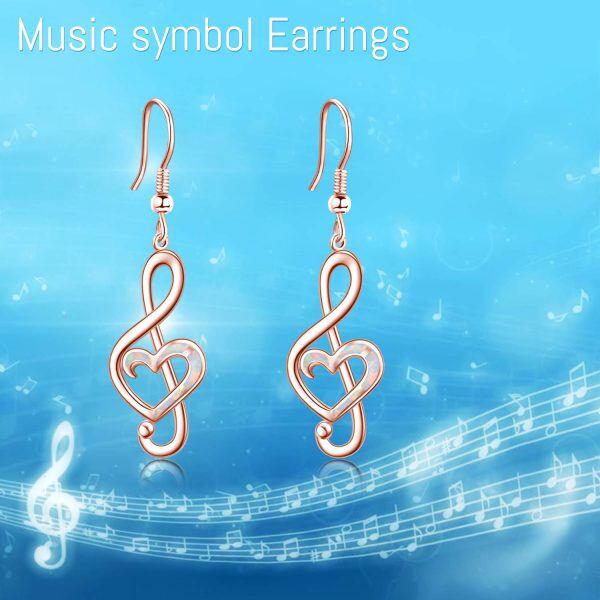 Sterling Silver Music Note Heart Earrings-4