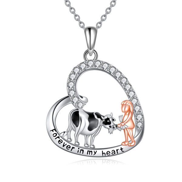 Sterling Silver Cow Necklace-0