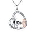 wholesale 925 Sterling Silver Crystal Cow and Girl Heart Pendant Necklace for Women-0-0