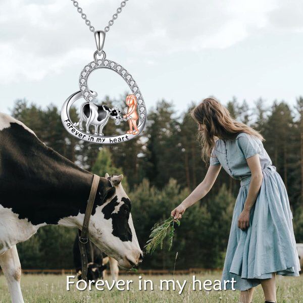 Sterling Silver Cow Necklace-1