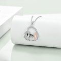 wholesale 925 Sterling Silver Crystal Cow and Girl Heart Pendant Necklace for Women-0-4