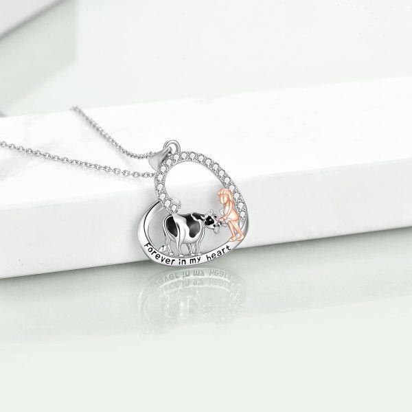 Sterling Silver Cow Necklace-5