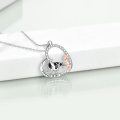wholesale 925 Sterling Silver Crystal Cow and Girl Heart Pendant Necklace for Women-0-5