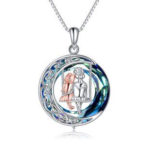 Sterling Silver Mother And Daughter Necklace-0