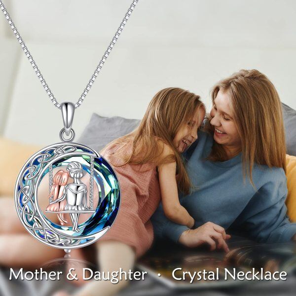 Sterling Silver Mother And Daughter Necklace-4