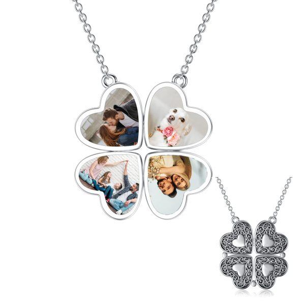 Sterling Silver Lucky Four Leaf Clover Necklace-0