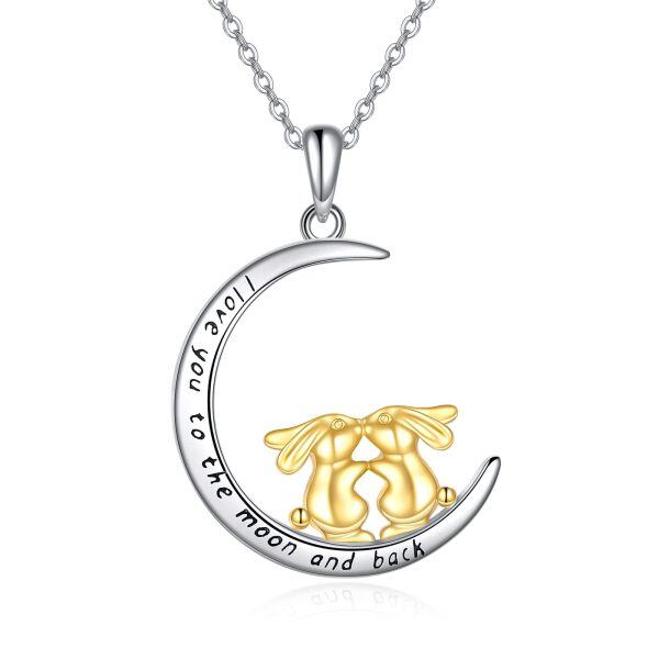 Sterling Silver Rabbit Moon Necklace-0