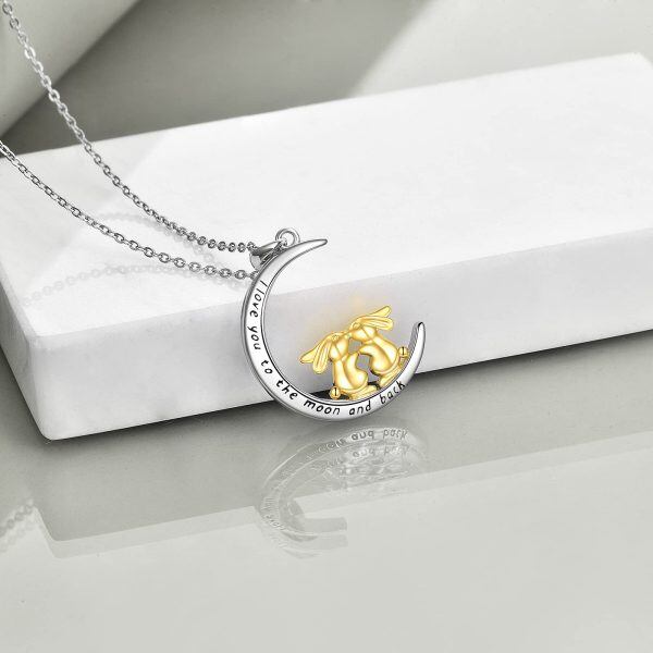 Sterling Silver Rabbit Moon Necklace-2