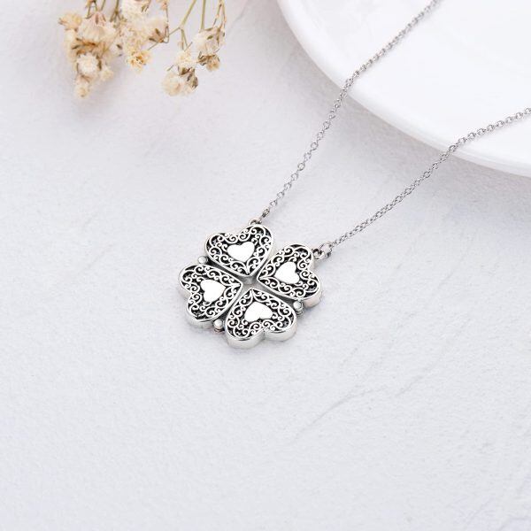 Sterling Silver Lucky Four Leaf Clover Necklace-4