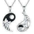 wholesale 925 Sterling Silver Yin Yang Couples Palm Tree Sunset Pendant Necklaces-0-0