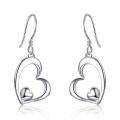 wholesale 925 Sterling Silver Rose Gold Plated Double Heart Dangle Drop Earrings - Valentine's Day Gift for Her-0-6