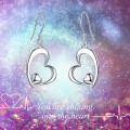 wholesale 925 Sterling Silver Rose Gold Plated Double Heart Dangle Drop Earrings - Valentine's Day Gift for Her-0-11