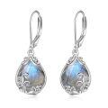 wholesale 925 Sterling Silver Labradorite Teardrop Drop Earrings Leverback Hooks 3cm Long-0-0