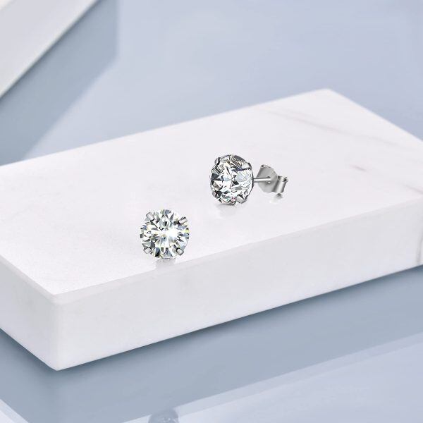 Sterling Silver Dainty Stud Earrings-4