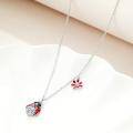 wholesale 925 Sterling Silver Ladybug Flower Charm Necklace for Women-0-3