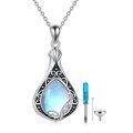 wholesale 925 Sterling Silver Teardrop Moonstone Filigree Cremation Urn Necklace with Funnel and Fill Tool Set-0-0