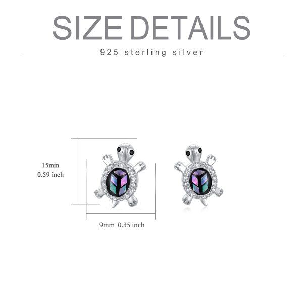 Sterling Silver Abalone Shell Sea Turtle Stud Earrings-1