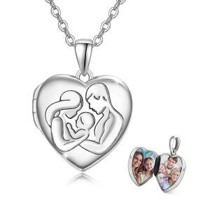 Sterling Silver Family Custom Photo with Memorial photo Necklace-0