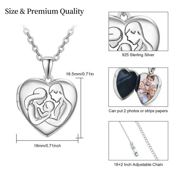 Sterling Silver Family Custom Photo with Memorial photo Necklace-3