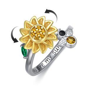 Sterling Silver Sunflower Fidget Ring-0