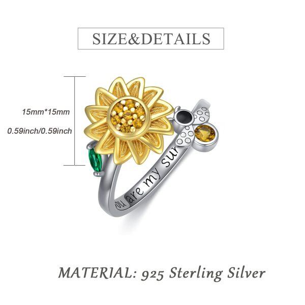 Sterling Silver Sunflower Fidget Ring-1