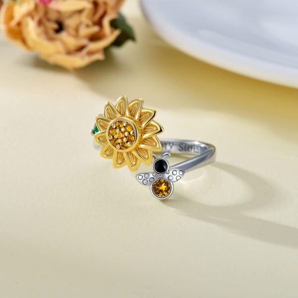 Sterling Silver Sunflower Fidget Ring-3