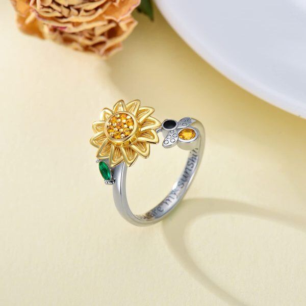 Sterling Silver Sunflower Fidget Ring-4