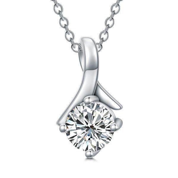 Sterling Silver Moissanite Pendant Necklace -0