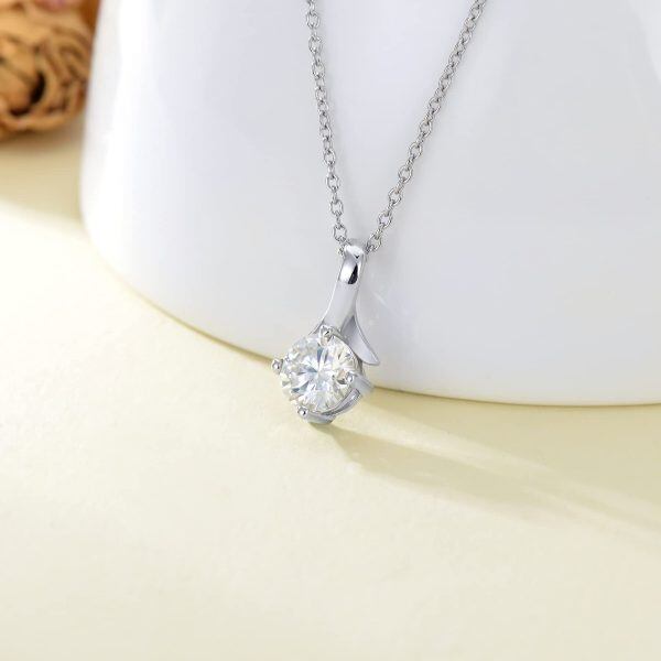 Sterling Silver Moissanite Pendant Necklace -4