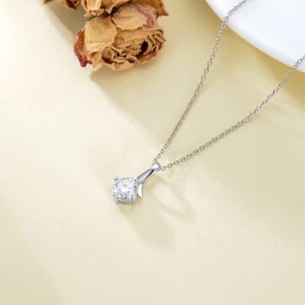 Sterling Silver Moissanite Pendant Necklace -5