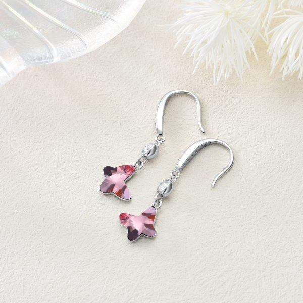 Sterling Silver Butterfly Dangle Earrings-3