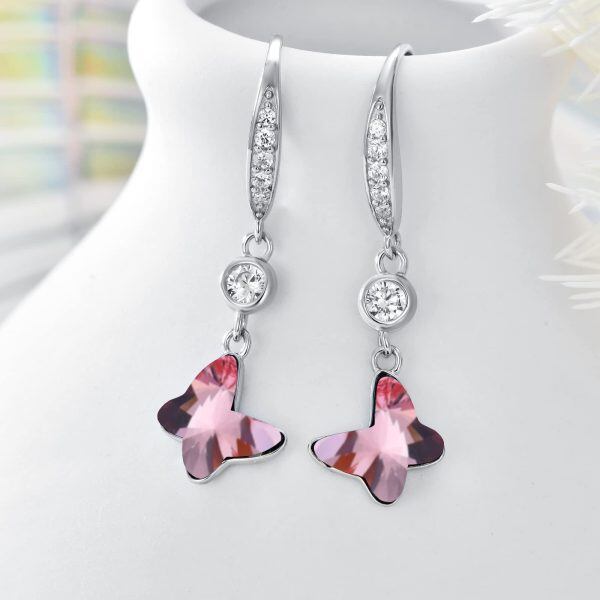 Sterling Silver Butterfly Dangle Earrings-4