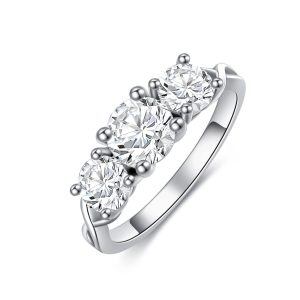 Sterling Silver Moissanite Engagement Rings -0