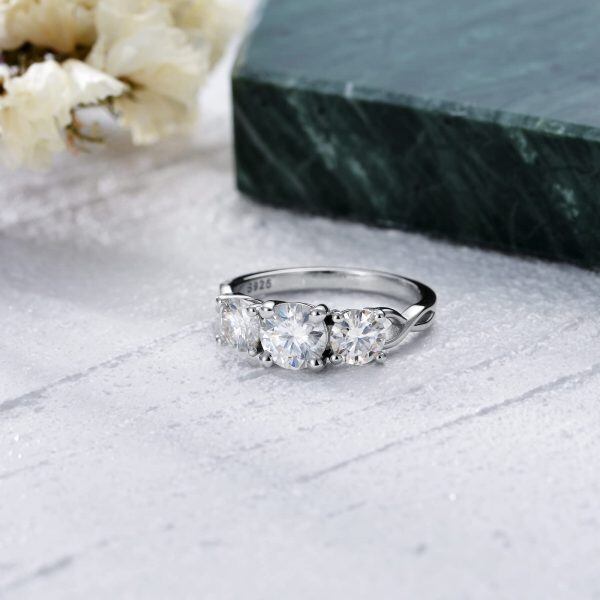 Sterling Silver Moissanite Engagement Rings -2