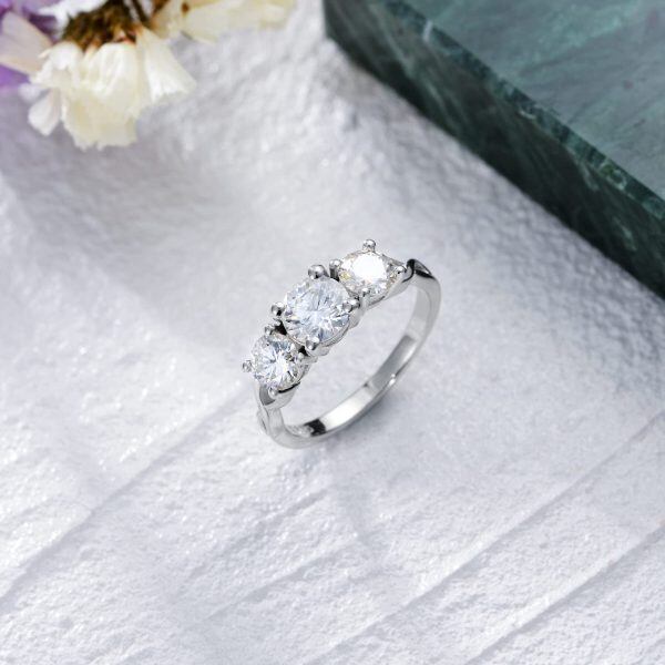 Sterling Silver Moissanite Engagement Rings -3