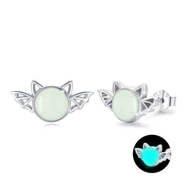 Sterling Silver Bat Earrings Animal Stud Earrings -0