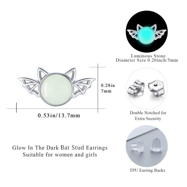 Sterling Silver Bat Earrings Animal Stud Earrings -2