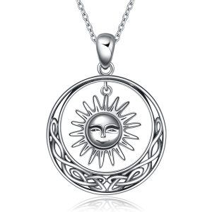 Sterling Silver Moon and Sun Necklace -0