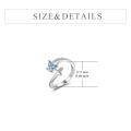 wholesale 925 Sterling Silver Blue Crystal Butterfly Cross Adjustable Ring for Women-0-5