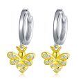 wholesale 925 Sterling Silver Gold Plated Honeybee Crystal Hoop Drop Dangle Earring Set for Women Gifts-0-0
