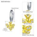 wholesale 925 Sterling Silver Gold Plated Honeybee Crystal Hoop Drop Dangle Earring Set for Women Gifts-0-2