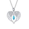 wholesale 925 Sterling Silver Angel Wing Blue Crystal Pendant Necklace Norse s for Her Him-0-0