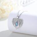 wholesale 925 Sterling Silver Angel Wing Blue Crystal Pendant Necklace Norse s for Her Him-0-4