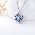wholesale Sterling Silver Blue Crystal Cremation Jewelry Memorial Urn Necklace w Tree of Life Angel Wings - Gold Plated-0-1
