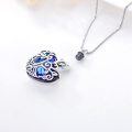 wholesale Sterling Silver Blue Crystal Cremation Jewelry Memorial Urn Necklace w Tree of Life Angel Wings - Gold Plated-0-3