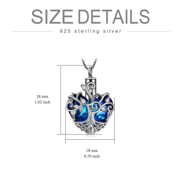 Sterling Silver Crystal Sliver Plated Tree of Life Urn Necklace-4