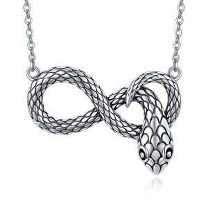 Sterling Silver Oxidized Color Snake Pendant Necklaces -0