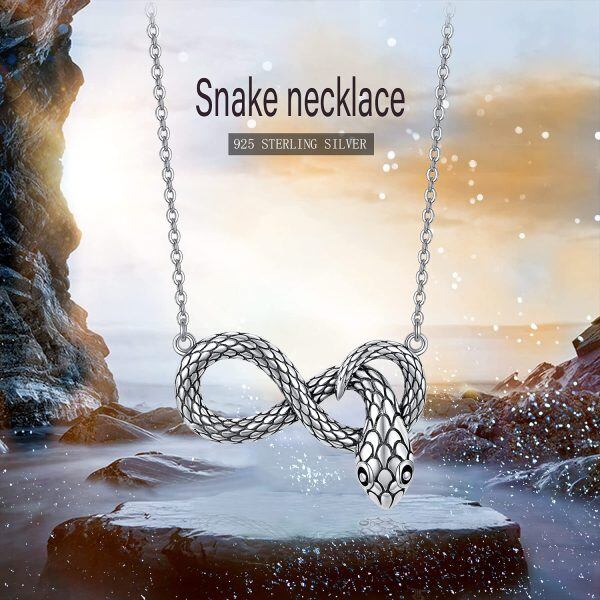 Sterling Silver Oxidized Color Snake Pendant Necklaces -3